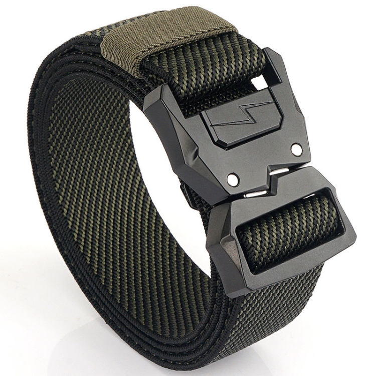Outdoor Casual Lightning Buckle Men Elastic Belt, Length: 125cm(Twill Army Green)