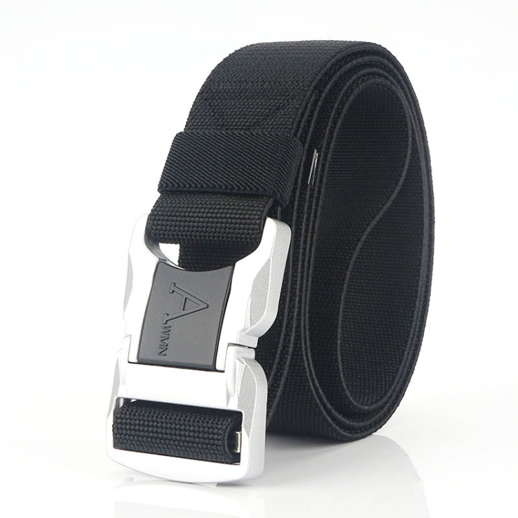 Outdoor Leisure Aluminum Alloy Safety Buckle Belt, Length: 125cm(Black)