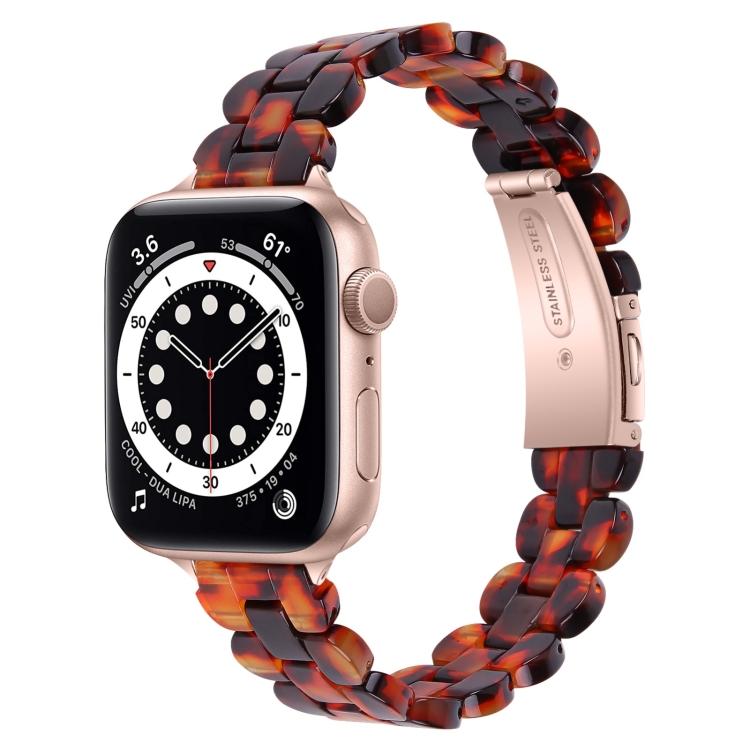 Oval Resin Watch Band For Apple Watch Series 9&8&7 41mm / SE 3&SE 2&6&SE&5&4 40mm / 3&2&1 38mm(Tortoiseshell)