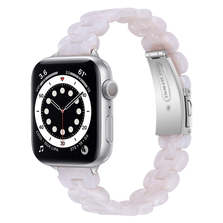Oval Resin Watch Band For Apple Watch Ultra 49mm&Watch Ultra 2 49mm / Series 9&8&7 45mm / SE 3&SE 2&6&SE&5&4 44mm / 3&2&1 42mm(Pearl White)