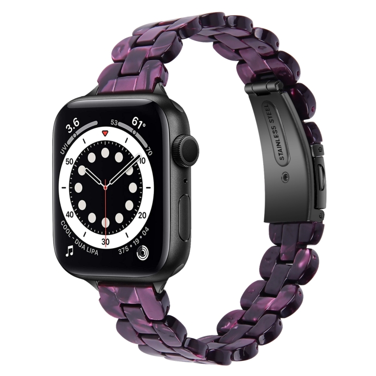 Oval Resin Watch Band For Apple Watch Ultra 49mm&Watch Ultra 2 49mm / Series 9&8&7 45mm / SE 3&SE 2&6&SE&5&4 44mm / 3&2&1 42mm(Purple Light)