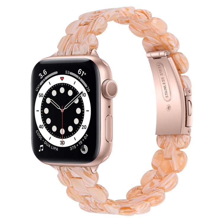 Oval Resin Watch Band For Apple Watch Ultra 49mm&Watch Ultra 2 49mm / Series 9&8&7 45mm / SE 3&SE 2&6&SE&5&4 44mm / 3&2&1 42mm(Silk White)