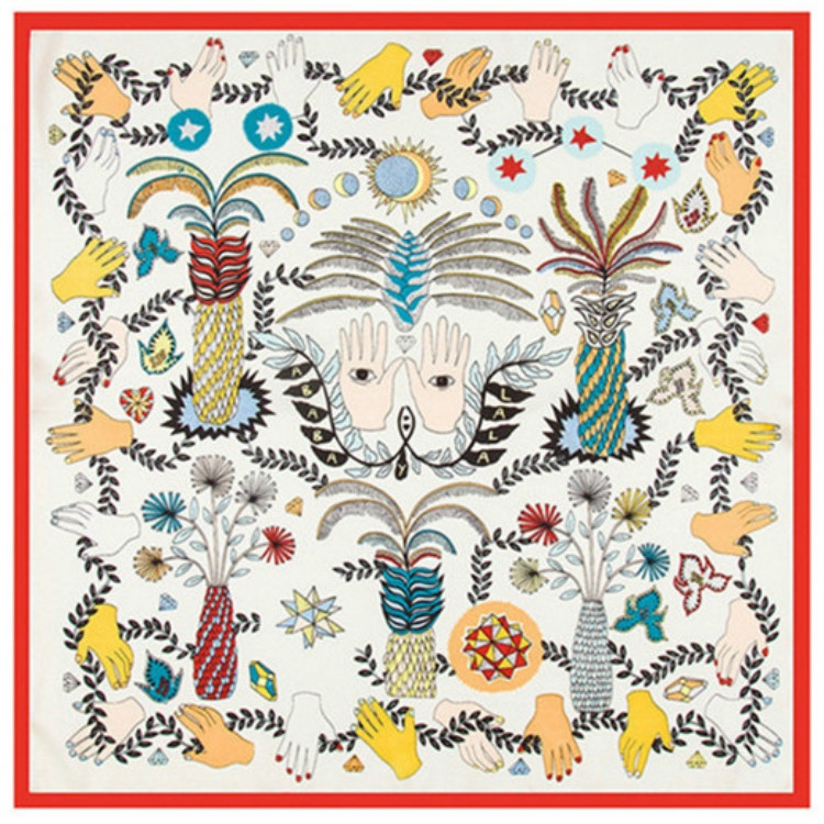 Palm Jungle Eye Pattern Ladies Simulation Silk Small Square Scarf, Size:60 x 60cm(White)