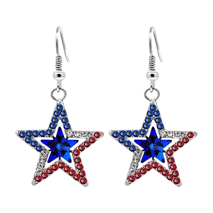 Pentagram With Zirconia Pendant Holiday Commemorative Gift, Style: Blue Diamond Earrings