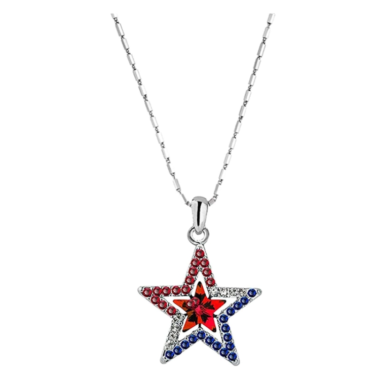 Pentagram With Zirconia Pendant Holiday Commemorative Gift, Style: Red Diamond Necklace