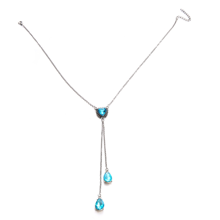 Personalized Sky Blue Heart Gemstone Pendant Necklace for Women