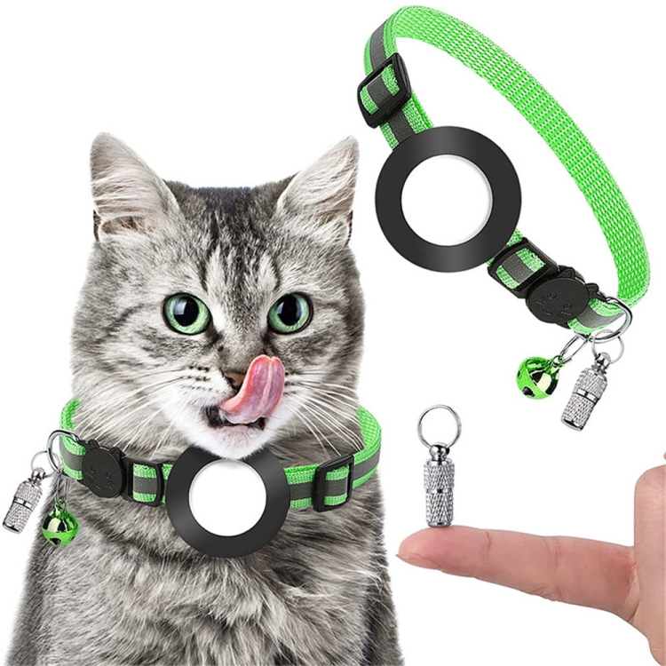 Pet Anti Lost Address Pendant Collar with Bell for AirTag 2nd Gen / AirTag 1st Gen(Green)