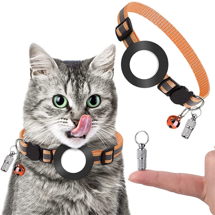 Pet Anti Lost Address Pendant Collar with Bell for AirTag 2nd Gen / AirTag 1st Gen(Orange)