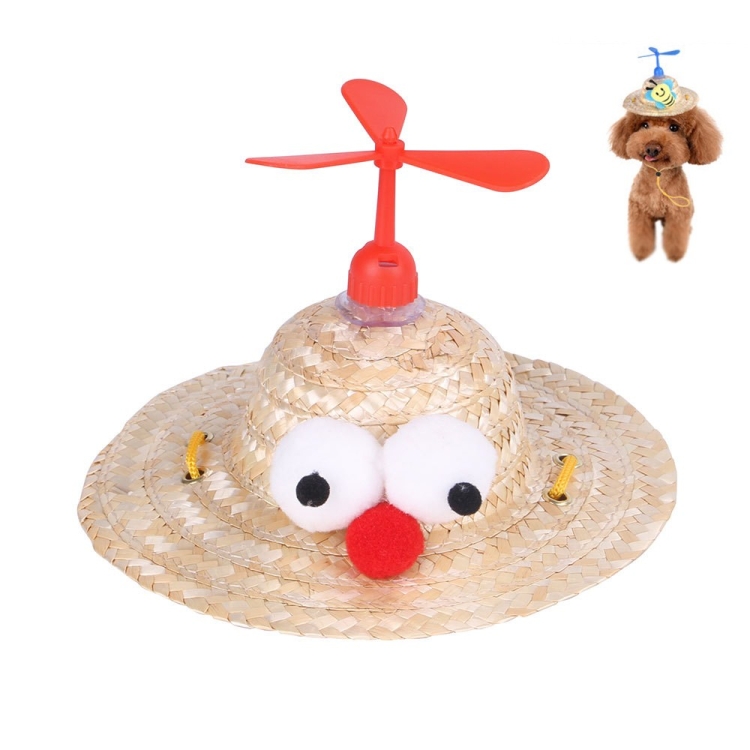 Pet Bamboo Dragonfly Straw Hat Headdress Cat Dog Decoration, Size: L(Eye)