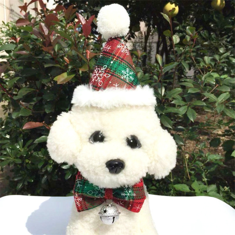 Pet Christmas Hat and Bow Tie Set Holiday Accessories(Hat + Bow Tie)