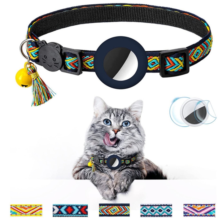 Pet Colored Bell Tassel Collar for AirTag 2nd Gen / AirTag 1st Gen(Deep Blue)