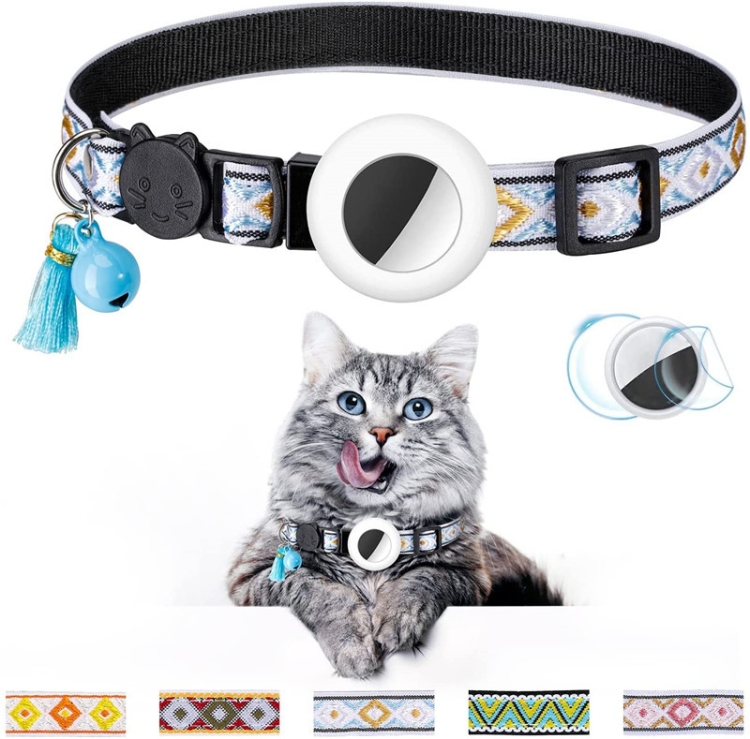 Pet Colored Bell Tassel Collar for AirTag 2nd Gen / AirTag 1st Gen(White)