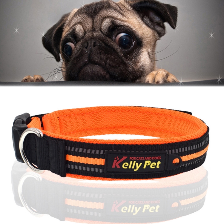 Pet Dogs Polyester Reflective Breathable Pets Collar Traction Lead Leash, Size: L, 2.5*47*54cm (Orange)