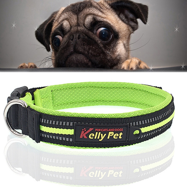 Pet Dogs Polyester Reflective Breathable Pets Collar Traction Lead Leash, Size: S, 2.0*35*40cm (Green)