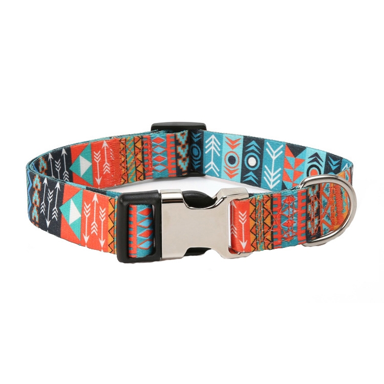 Pet Ethnic Style Polyester Cotton Print Pattern Collar, Size: L: 2.5x38-61cm(Maya Fans)