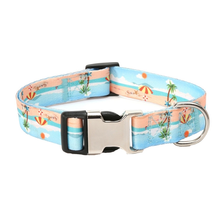 Pet Ethnic Style Polyester Cotton Print Pattern Collar, Size: XL: 2.5x43-71cm(Summer Beach)