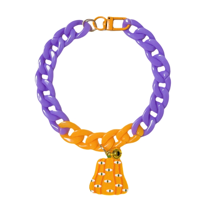 Pet Halloween Necklace Cartoon Tag Necklace Cats Dogs Holiday Adjustable Decoration Chain, Style: Pumpkin 2(M-30cm)