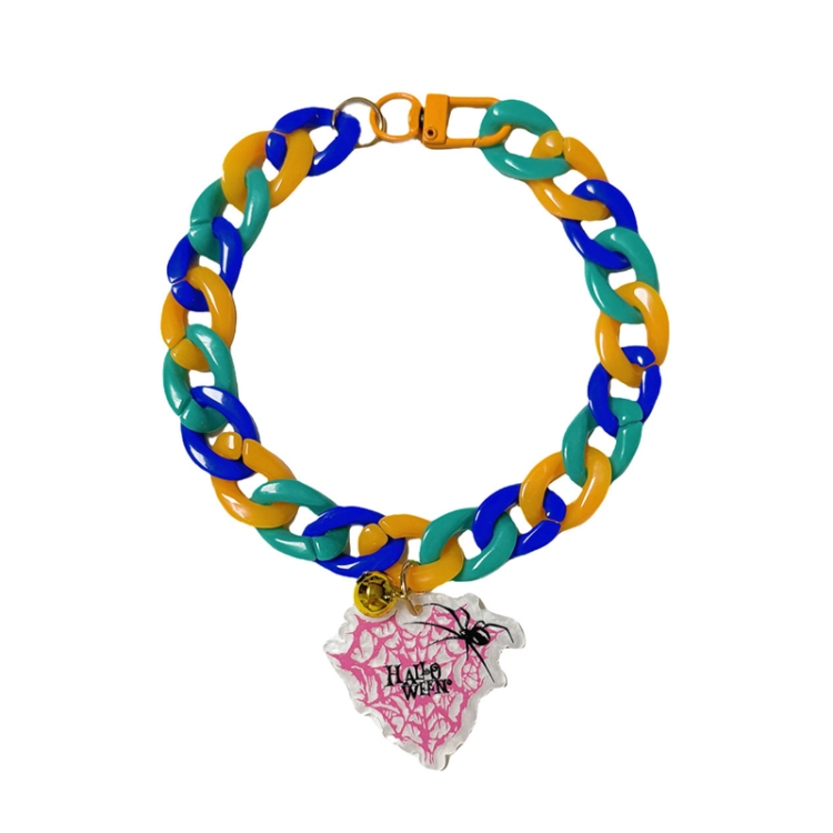 Pet Halloween Necklace Cartoon Tag Necklace Cats Dogs Holiday Adjustable Decoration Chain, Style: Spider(S-20cm)