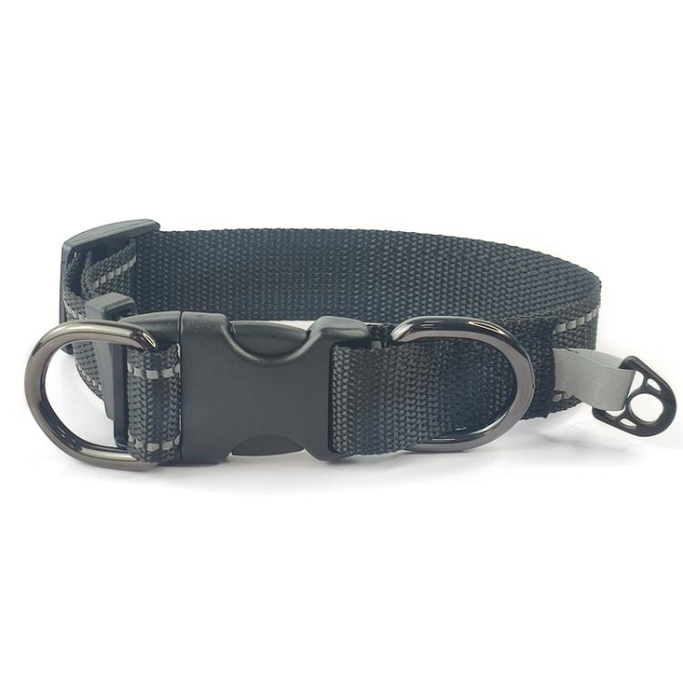 Pet Reflective Collar Nylon Black Buckle, Size:L(Black)