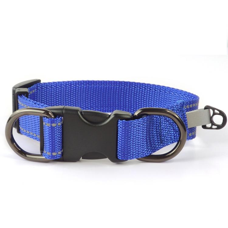 Pet Reflective Collar Nylon Black Buckle, Size:S(Blue)