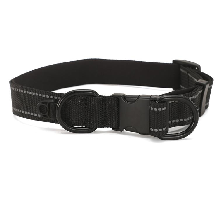 Pet Reflective Collar Waterproof Cloth Black Buckle, Size:S(Black)