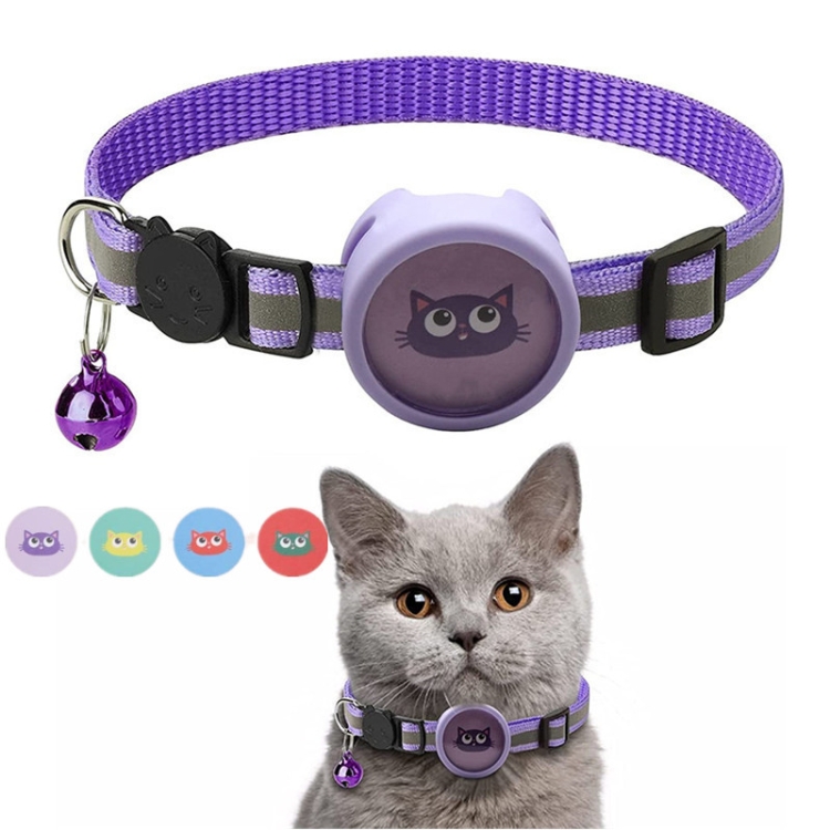 Pet Reflective Collar with Bell for AirTag 2nd Gen / AirTag 1st Gen(Purple)