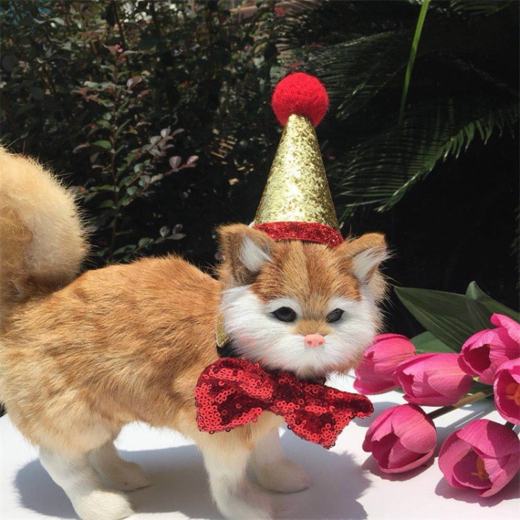 Pets Sequined Bows Hat Christmas Decorations Supplies(Bow+Hat)
