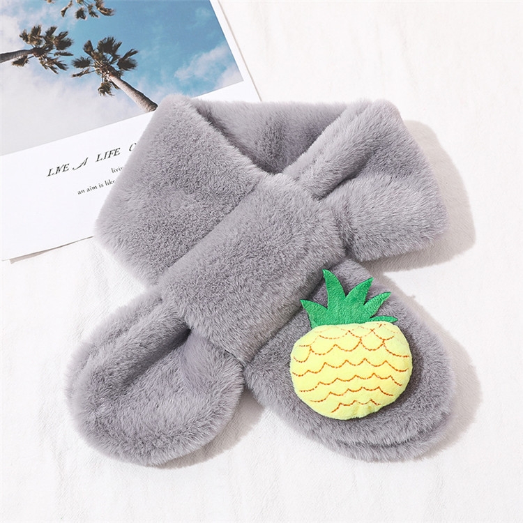 Pineapple+Grey Children Winter Plush Warm Scarf, Size:75 x 10cm