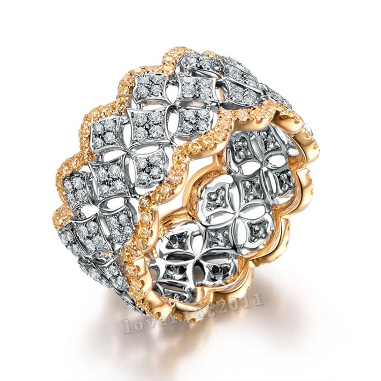 Plated Color Micro Set Ring Luxury Diamond Gold Wedding ring Size:8