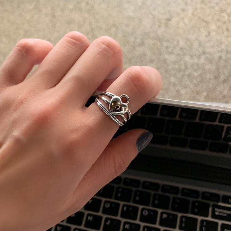 Platinum Plated Ladies Vintage Wear Combination Ring, Specification:J2144