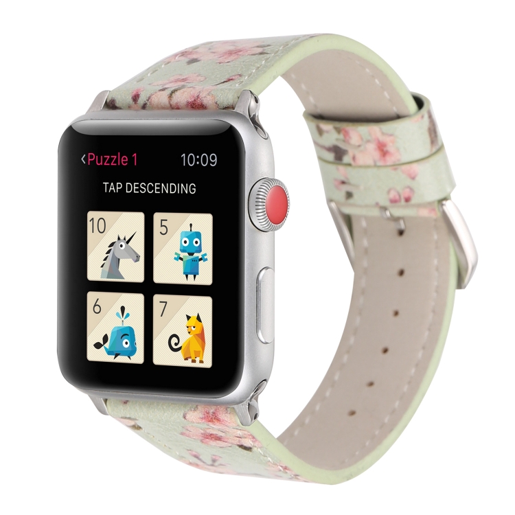 Plum Series Leather Watch Band For Apple Watch Series 9&8&7 41mm / SE 3&SE 2&6&SE&5&4 40mm / 3&2&1 38mm(Green)