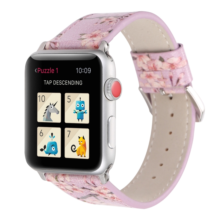 Plum Series Leather Watch Band For Apple Watch Series 9&8&7 41mm / SE 3&SE 2&6&SE&5&4 40mm / 3&2&1 38mm(Light Purple)