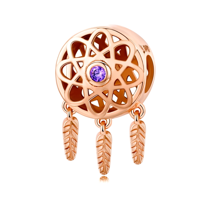 Pure Silver DIY Hollow Beads Plated With Rose Gold Loose Beads