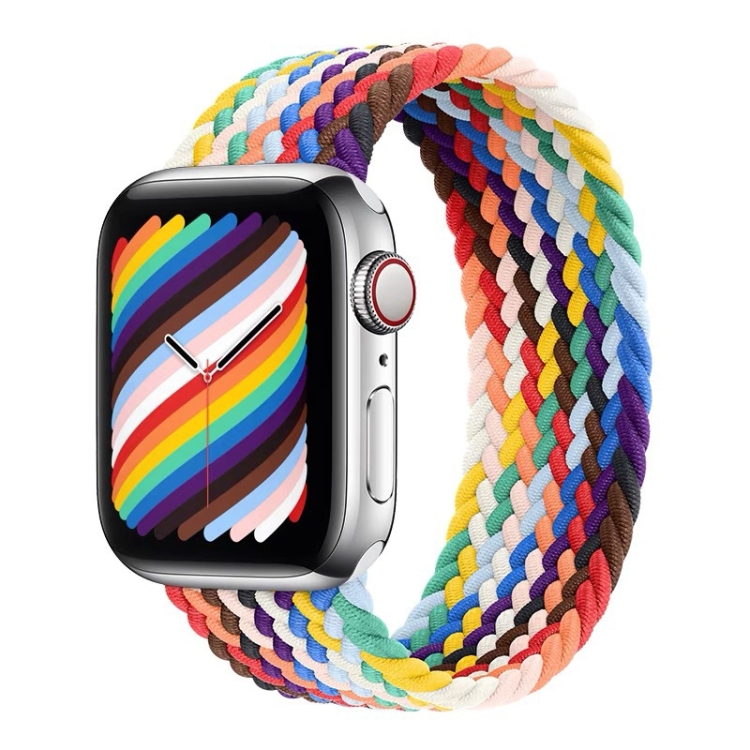 Rainbow Braided Single Loop Watch Band, Size: S 135mm For Apple Watch Ultra 49mm&Watch Ultra 2 49mm / Series 9&8&7 45mm / SE 3&SE 2&6&SE&5&4 44mm / 3&2&1 42mm(Rainbow Colors)