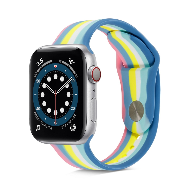 Rainbow Silicone Strap Watch Band For Apple Watch Series 9&8&7 41mm / SE 3&SE 2&6&SE&5&4 40mm / 3&2&1 38mm(5)
