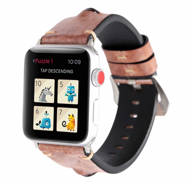 Retro Big Eyes Leather Watch Band For Apple Watch Ultra 49mm&Watch Ultra 2 49mm / Series 9&8&7 45mm / SE 3&SE 2&6&SE&5&4 44mm / 3&2&1 42mm(Meat Meal)
