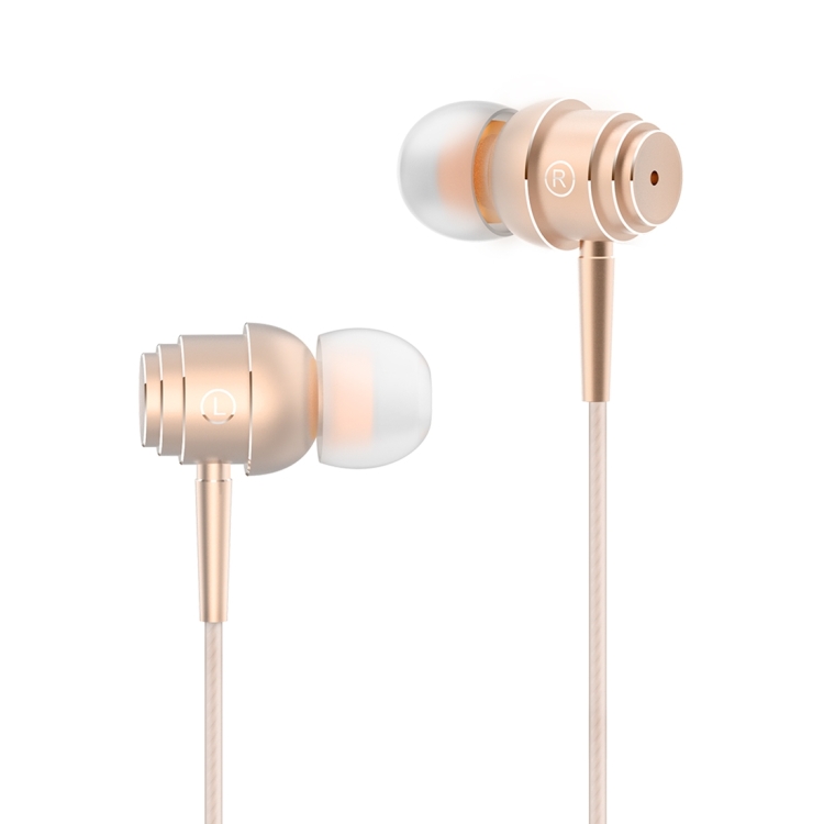 REXSO High Quality Stereo HiFi Wire Control Sports Earphone In-ear Headphone with HD Microphone & Hands-free Calls for iPhone & Android and other Devices with 3.5mm Earphone Port(Gold)
