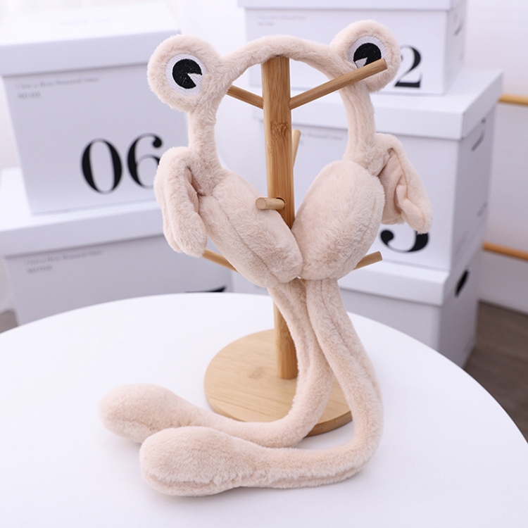 RN1081 Little Frog Ears Can Move Earmuffs Winter Children Press Airbag Earmuffs Ear Warmer, Size: Free Size(Beige)