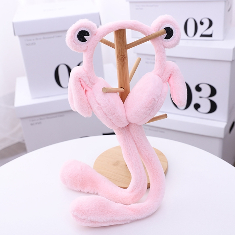 RN1081 Little Frog Ears Can Move Earmuffs Winter Children Press Airbag Earmuffs Ear Warmer, Size: Free Size(Bright Pink)