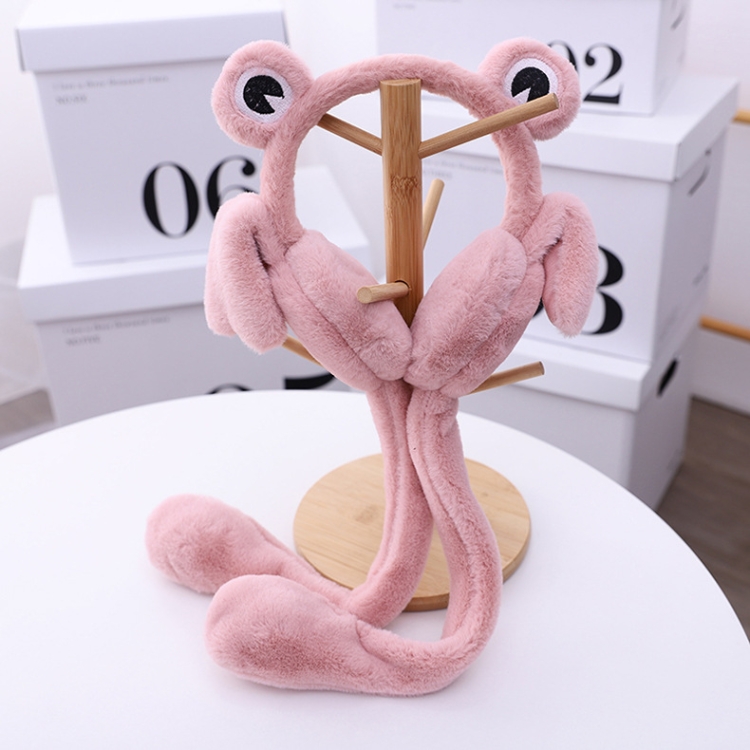 RN1081 Little Frog Ears Can Move Earmuffs Winter Children Press Airbag Earmuffs Ear Warmer, Size: Free Size(Light Bean Paste)