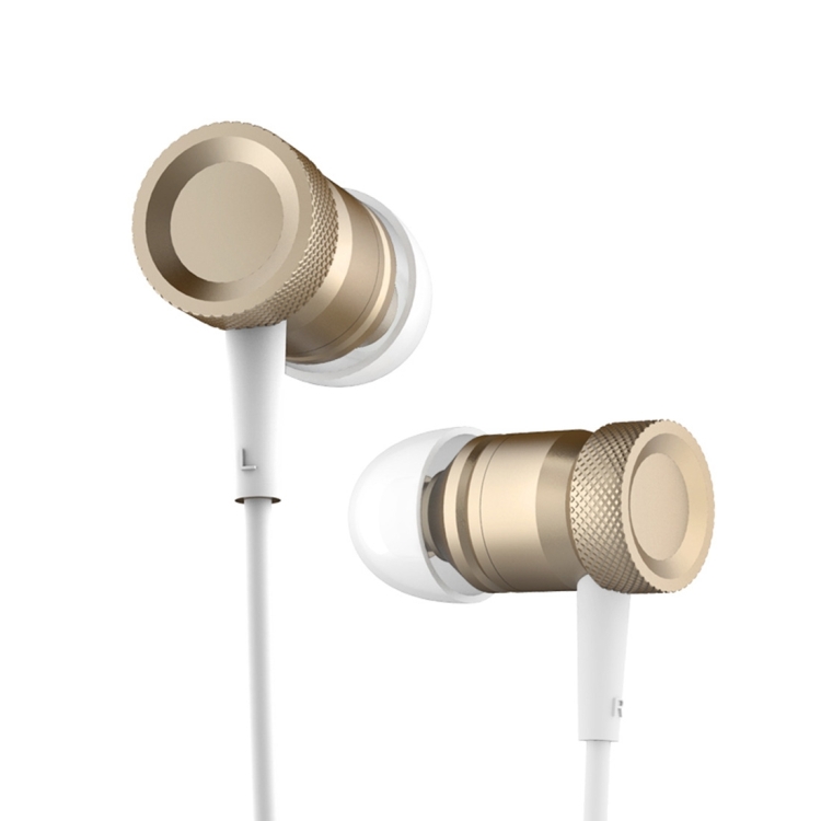 ROCK Mula In-Ear Stereo Bass Wired Aluminum Alloy Earphone With Remote and Mic for iPhone, iPad, iPod, Xiaomi, Samsung, Huawei and Other Smartphones with 3.5mm Earphone Port(Gold)
