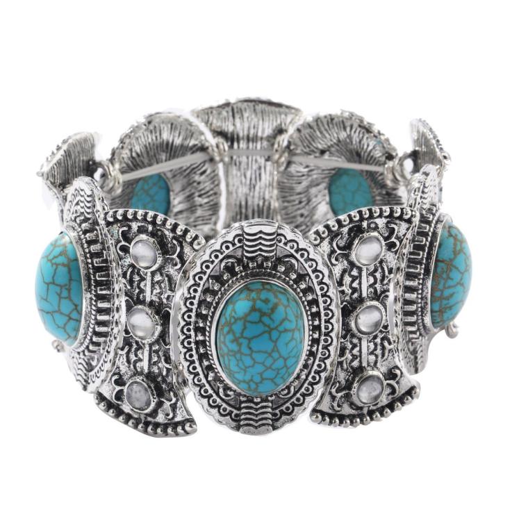S2203-11 Women Beaded Bracelet Turquoise Ethnic Style Charm Jewelry