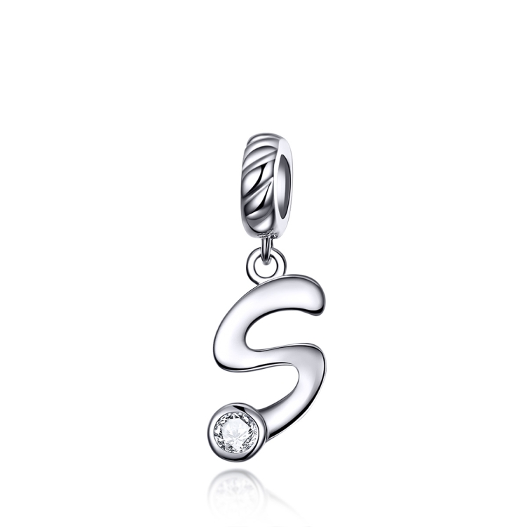 S925 Sterling Silver 26 English Letter Pendant DIY Bracelet Necklace Accessories, Style:S