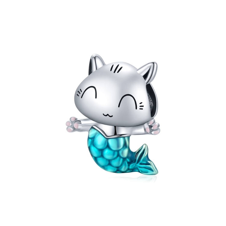 S925 Sterling Silver Cat Mermaid Beads DIY Bracelet Necklace Accessories