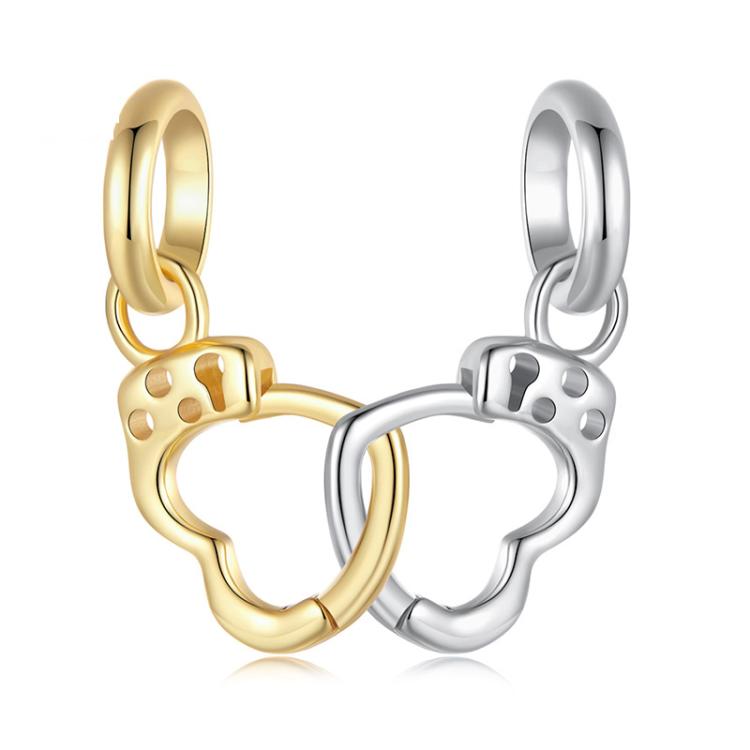 S925 Sterling Silver Contrast Color Heart DIY Pendant Beads(SCC3006)
