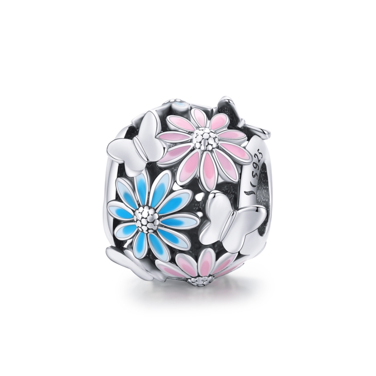 S925 Sterling Silver Flower Butterfly Hollow Beads DIY Bracelet Necklace Accessories