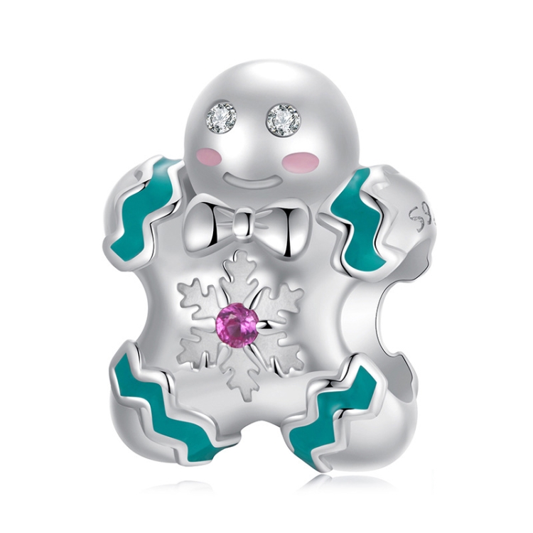 S925 Sterling Silver Gingerbread Man Bracelet Pendant Cute Doll Beads(BSC1068)