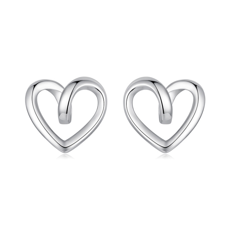 S925 Sterling Silver Hollow Heart Earrings(BSE1117)