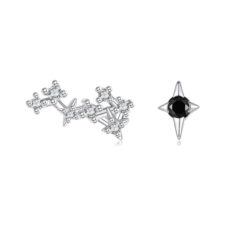 S925 Sterling Silver Inlaid Zircon Twelve Constellation Earrings, Spec: Scorpio