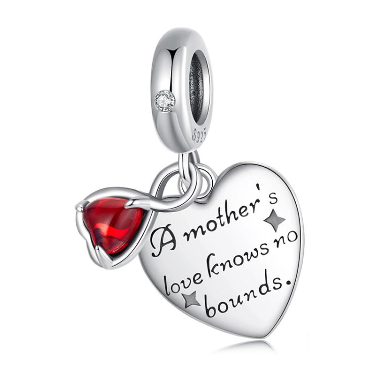 S925 Sterling Silver Love Message Pendant Mother Day Jewelry Beads(SCC3048)